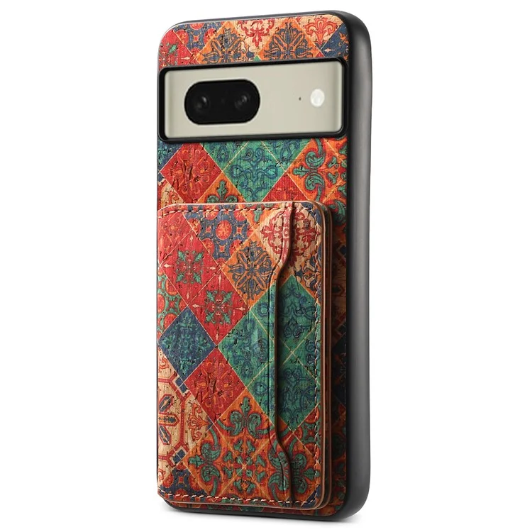 Per Google Pixel 8 Case Floral Pattern Card Slot PU+TPU+PC Kickstand Phone Case - Winter / Blue