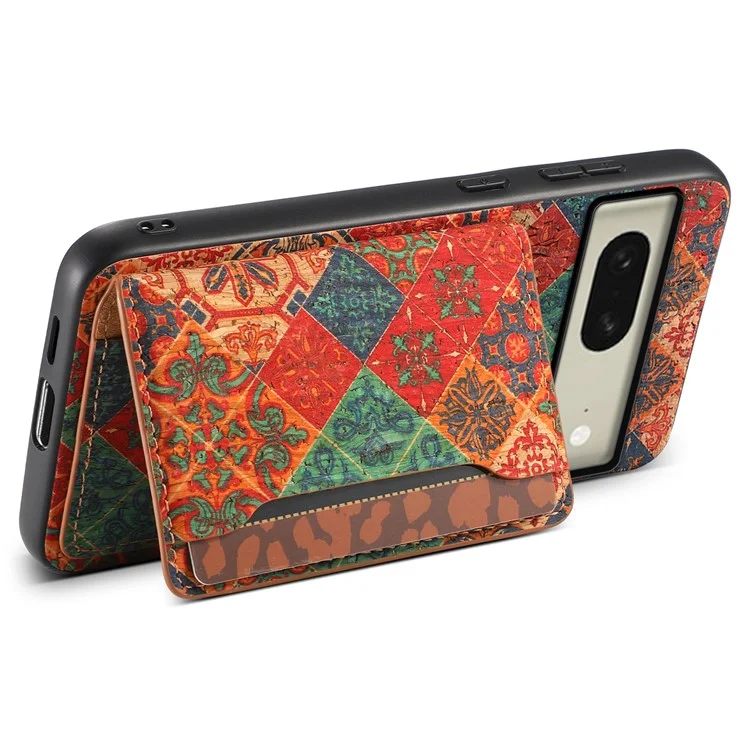 Per Google Pixel 8 Case Floral Pattern Card Slot PU+TPU+PC Kickstand Phone Case - Winter / Blue