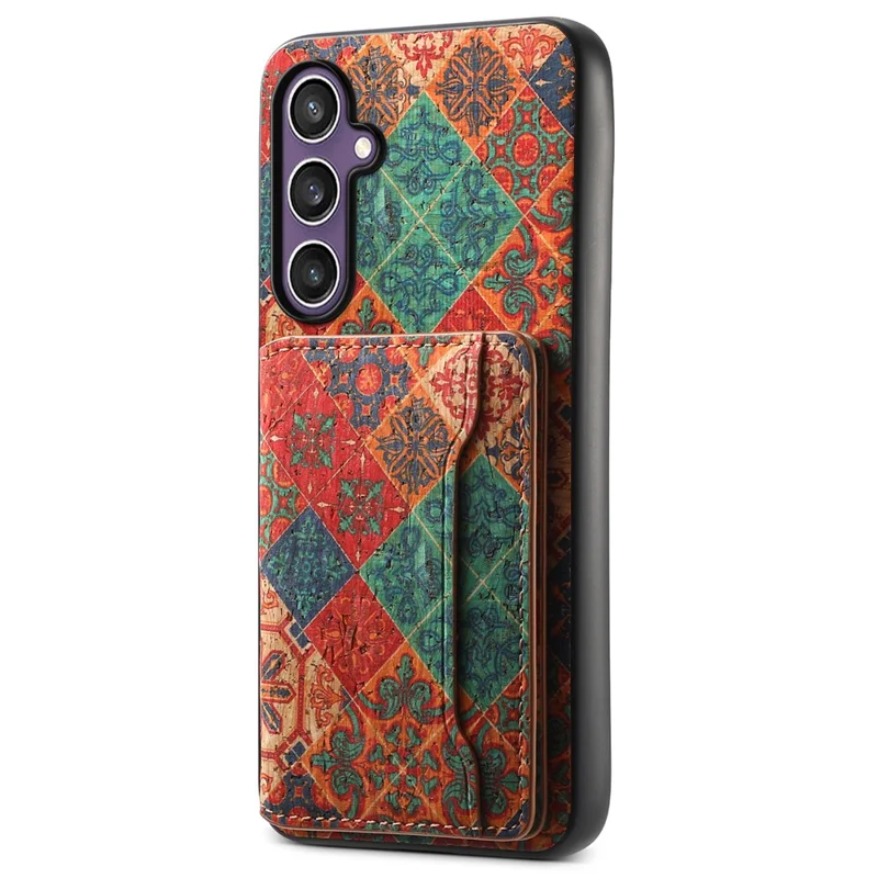 For Samsung Galaxy S23 FE Case with Card Holder Leather Flowers Pattern Phone Back Cover - Winter / Blue
