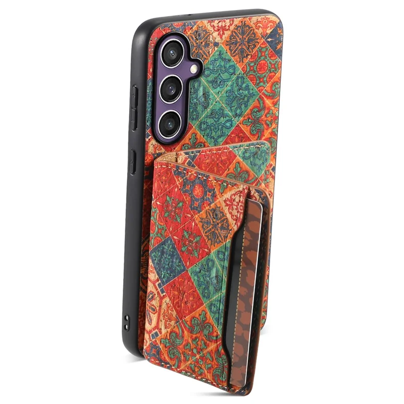 For Samsung Galaxy S23 FE Case with Card Holder Leather Flowers Pattern Phone Back Cover - Winter / Blue