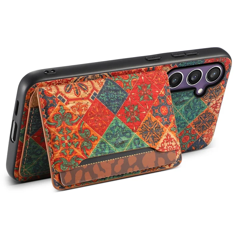 For Samsung Galaxy S23 FE Case with Card Holder Leather Flowers Pattern Phone Back Cover - Winter / Blue