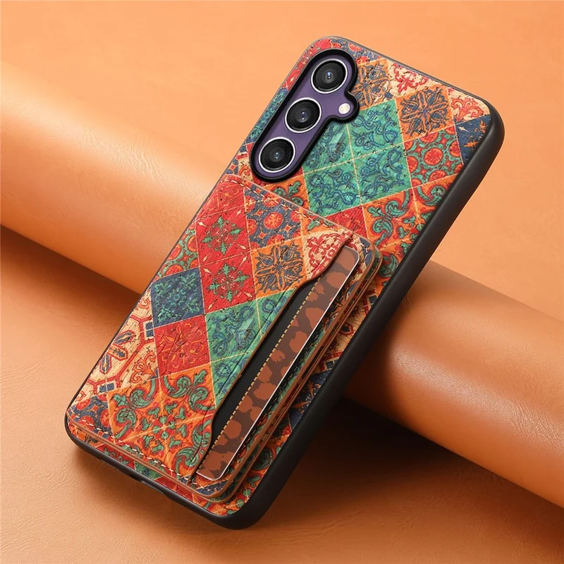 For Samsung Galaxy S23 FE Case with Card Holder Leather Flowers Pattern Phone Back Cover - Winter / Blue