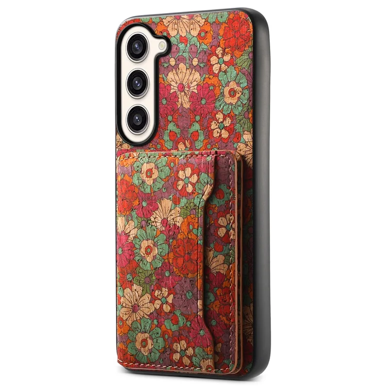 For Samsung Galaxy S23+ Case Floral Pattern Card Slot Kickstand Hybrid Phone Shell - Summer / Red