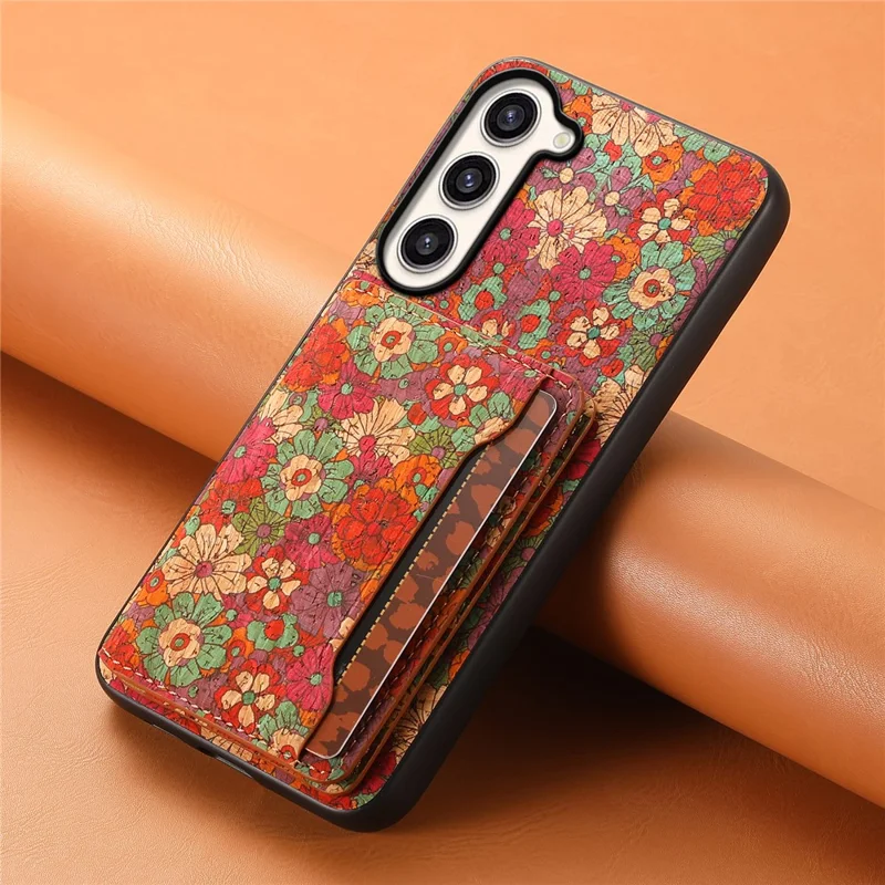 For Samsung Galaxy S23+ Case Floral Pattern Card Slot Kickstand Hybrid Phone Shell - Summer / Red