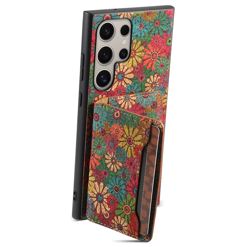 For Samsung Galaxy S23 Ultra Case Anti-Scratch Card Slot Kickstand Hybrid Phone Case - Spring / Green
