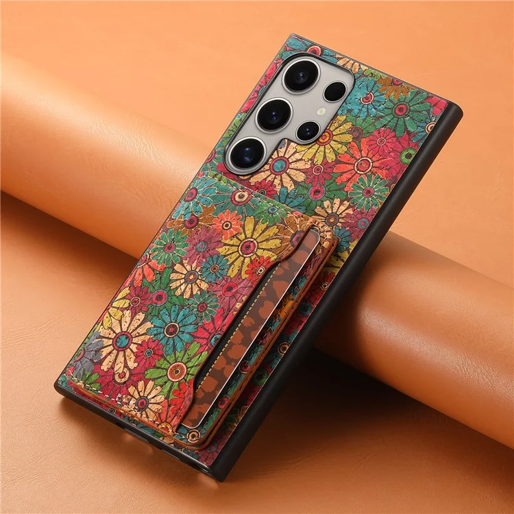 For Samsung Galaxy S23 Ultra Case Anti-Scratch Card Slot Kickstand Hybrid Phone Case - Spring / Green