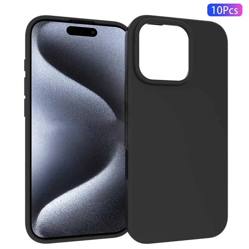 10 шт. / Упаковка для iPhone 16 Pro Case Matte TPU Shockproof Phone Back Cover - черный