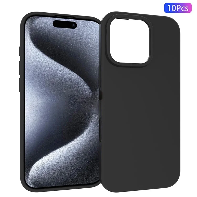 10 Peças / Pacote para iPhone 16 Pro Max Case Matte TPU Capa de Telefone à Prova de Choque - Preto