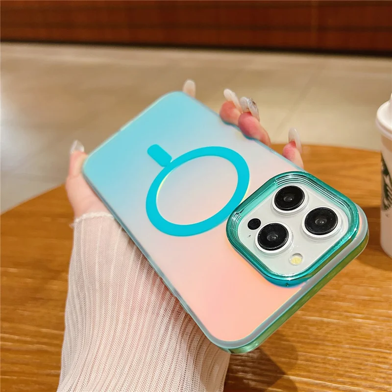 For iPhone 14 Pro Max Magnetic Case Shockproof TPU+PC Phone Cover - Baby Blue