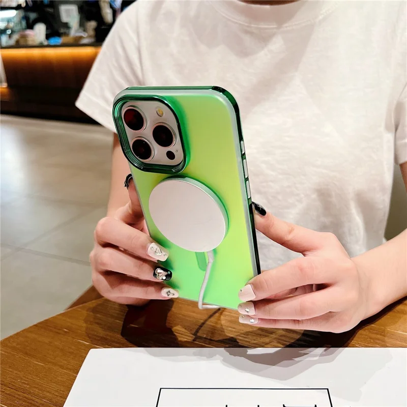 For iPhone 14 Pro Max Magnetic Case Shockproof TPU+PC Phone Cover - Grey