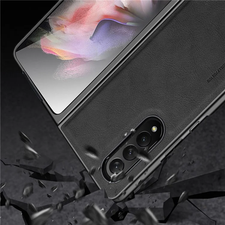X-LEVEL Bojue-3 Series For Samsung Galaxy Z Fold4 5G Case Anti-Scratch Leather+TPU+PC Funda de Teléfono - Negro