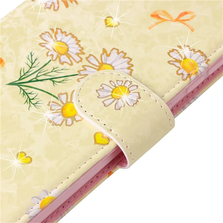Pour Samsung Galaxy A52 4G / 5G / A52s 5G Étui Floral en Cuir PU avec Bloquage RFID - Marguerite Jaune