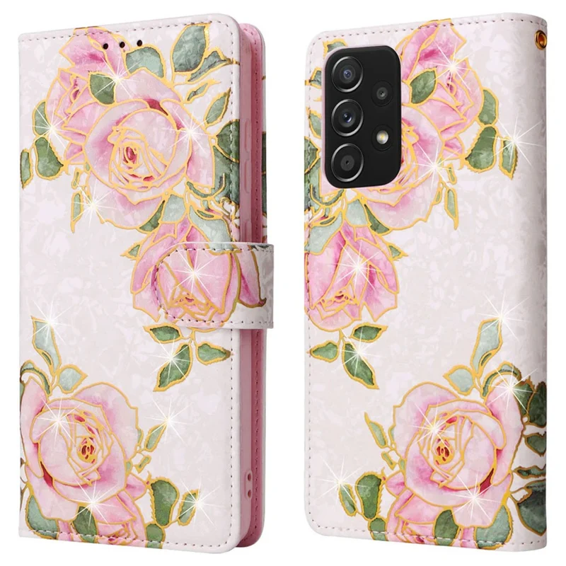 For Samsung Galaxy A52 4G / 5G / A52s 5G Case Floral PU Leather Phone Cover with RFID Blocking - Flower