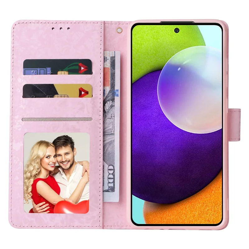 For Samsung Galaxy A52 4G / 5G / A52s 5G Case Floral PU Leather Phone Cover with RFID Blocking - Flower
