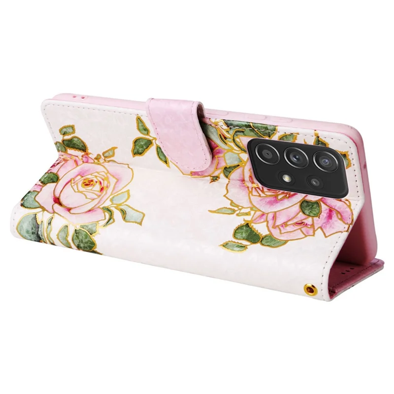 For Samsung Galaxy A52 4G / 5G / A52s 5G Case Floral PU Leather Phone Cover with RFID Blocking - Flower