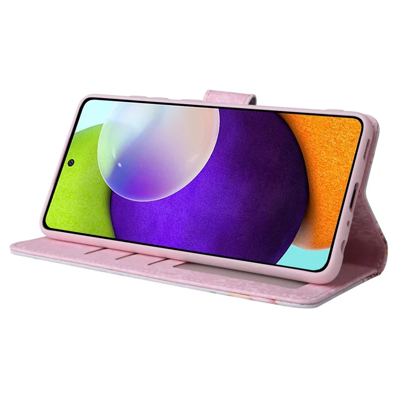 Para Samsung Galaxy A52 4G / 5G / A52s 5G Funda Floral de Piel PU con Bloqueo RFID - Flor de Rosa