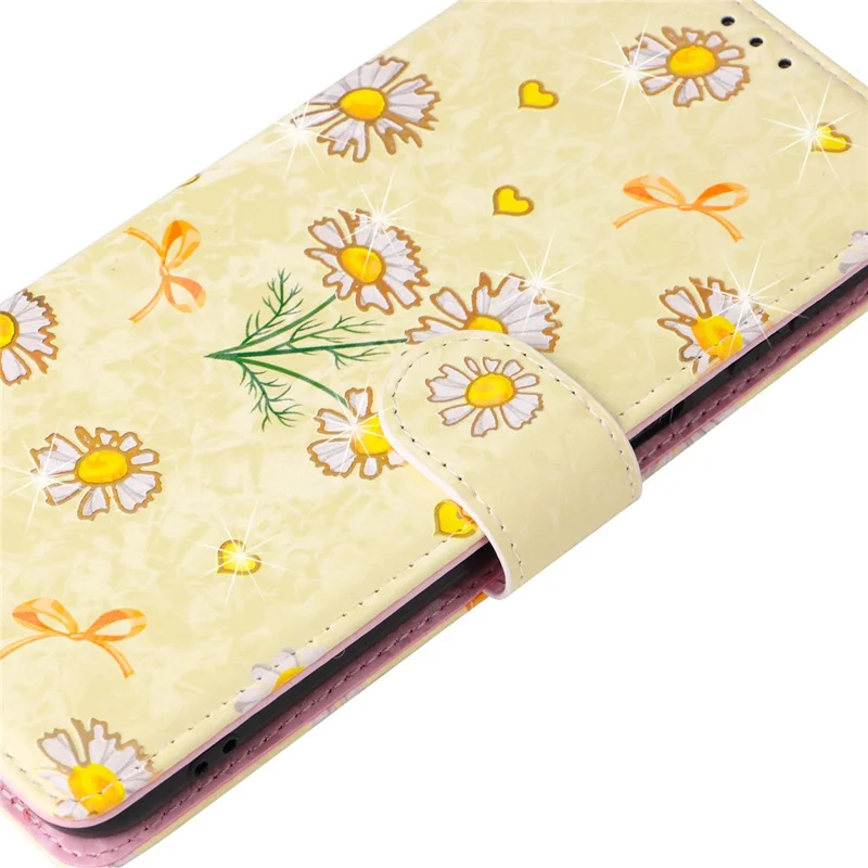For Samsung Galaxy A32 4G (EU Version) Case Floral Design RFID Blocking Leather Phone Cover - Yellow Daisy