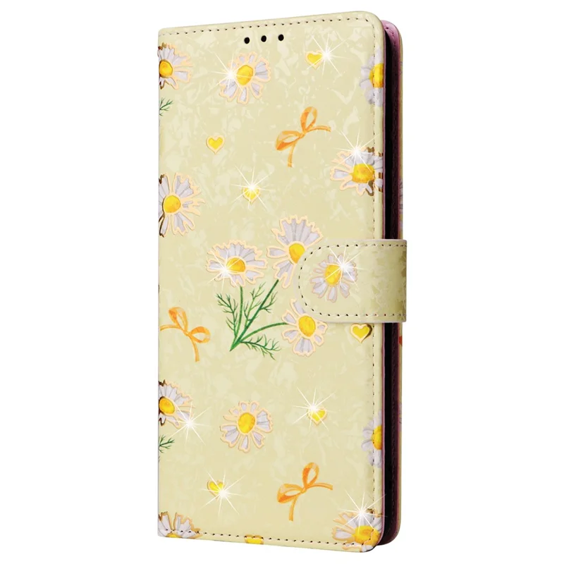 For Samsung Galaxy A32 4G (EU Version) Case Floral Design RFID Blocking Leather Phone Cover - Yellow Daisy