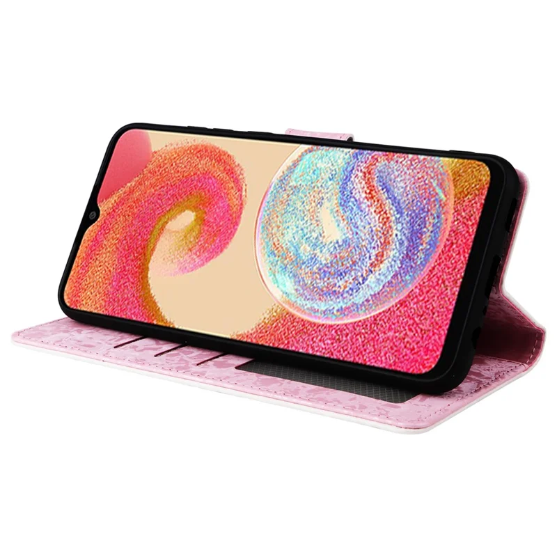 For Samsung Galaxy A04e 4G / F04 4G / M04 4G Case with Hand Strap RFID Blocking Leather Phone Cover - Rose Flower