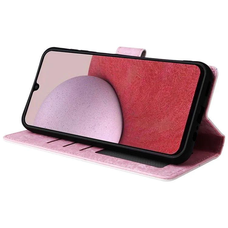 Para el caso del Samsung Galaxy A14 5G RFID Blocking Leather Wallet Pouch Phone Cover - Mariposa Flor