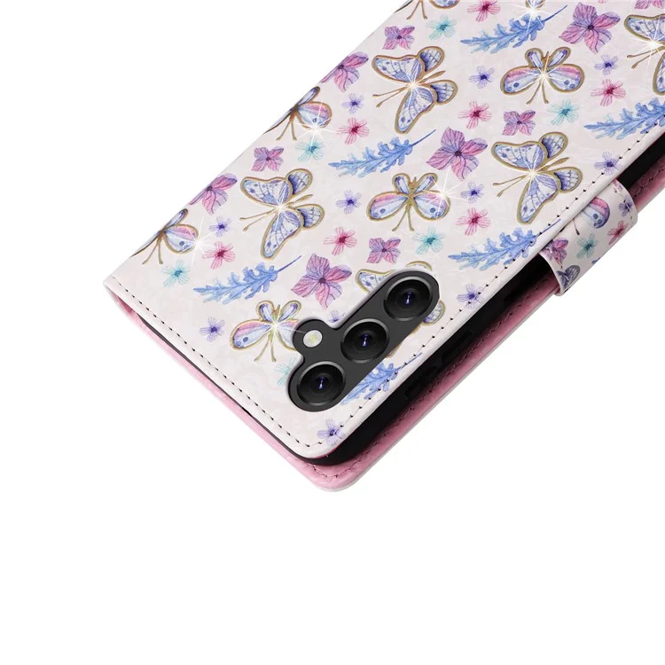 Para el caso del Samsung Galaxy A14 5G RFID Blocking Leather Wallet Pouch Phone Cover - Mariposa Flor