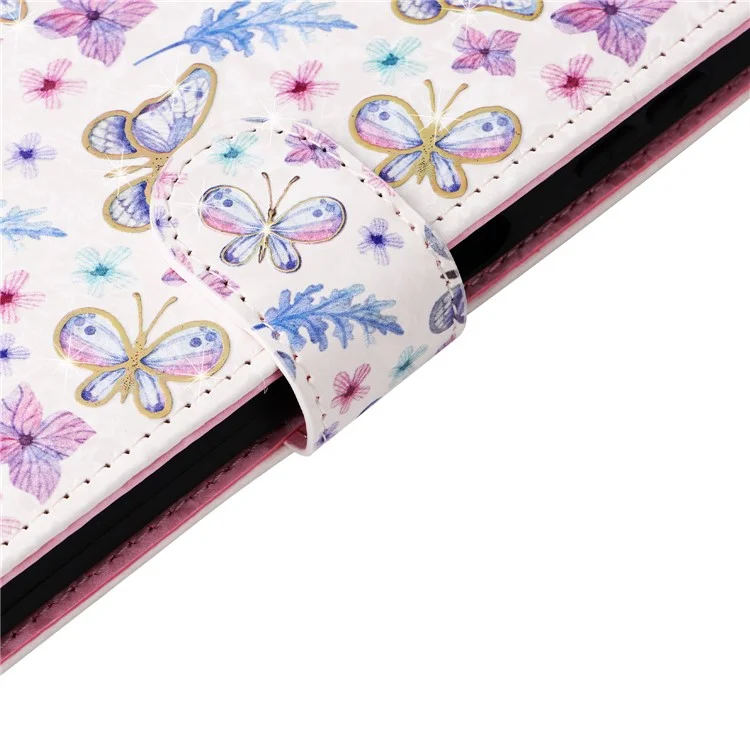 Para el caso del Samsung Galaxy A14 5G RFID Blocking Leather Wallet Pouch Phone Cover - Mariposa Flor