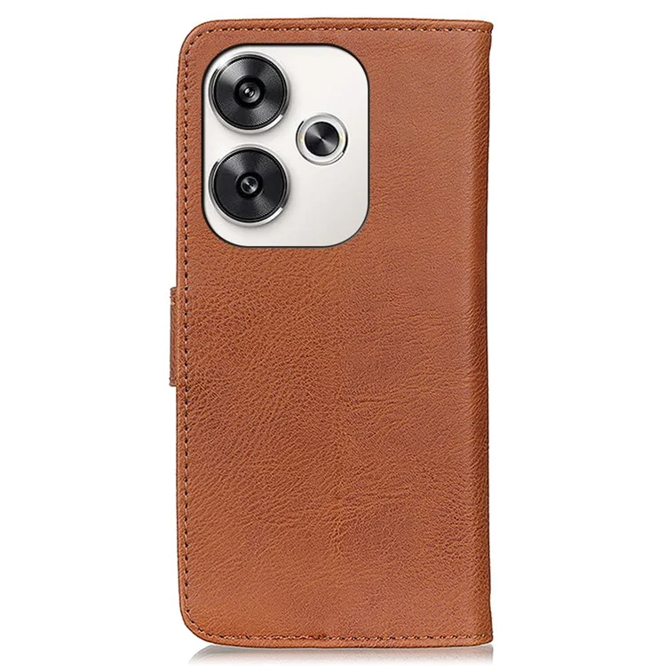 KHAZNEH Para Xiaomi Poco F6 5G / Redmi Turbo 3 5G Funda Cartera Textura de Cuero de Vaca - Marrón
