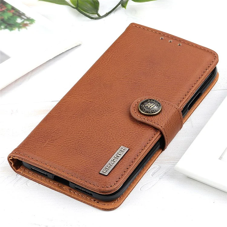 KHAZNEH Para Xiaomi Poco F6 5G / Redmi Turbo 3 5G Funda Cartera Textura de Cuero de Vaca - Marrón
