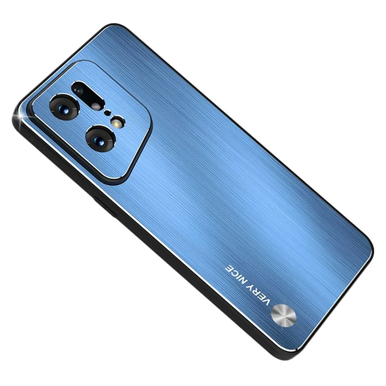 Étui de Téléphone Brossé Anti-doigté Pour Oppo Find X5 Pro 5G, Tpu + Aluminium Alliage Back Phone Shell Cover - Bleu
