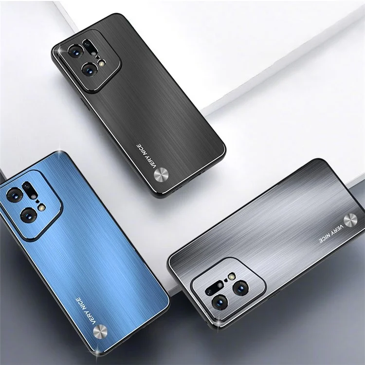 Étui de Téléphone Brossé Anti-doigté Pour Oppo Find X5 Pro 5G, Tpu + Aluminium Alliage Back Phone Shell Cover - Bleu