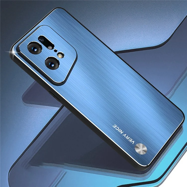 Étui de Téléphone Brossé Anti-doigté Pour Oppo Find X5 Pro 5G, Tpu + Aluminium Alliage Back Phone Shell Cover - Bleu