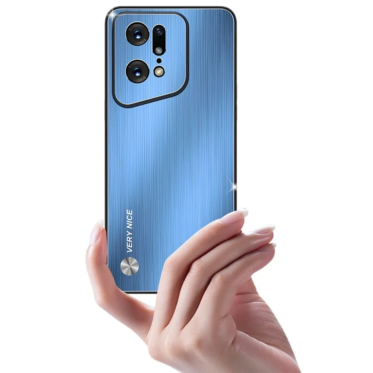 Étui de Téléphone Brossé Anti-doigté Pour Oppo Find X5 Pro 5G, Tpu + Aluminium Alliage Back Phone Shell Cover - Bleu