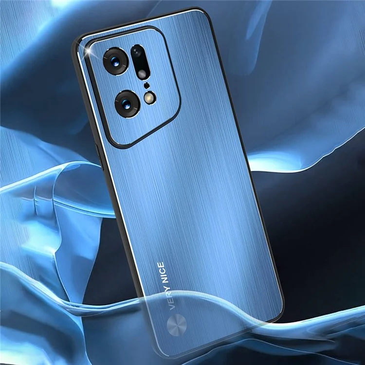 Étui de Téléphone Brossé Anti-doigté Pour Oppo Find X5 Pro 5G, Tpu + Aluminium Alliage Back Phone Shell Cover - Bleu
