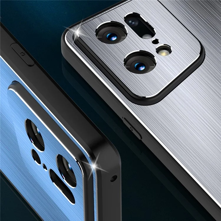 Étui de Téléphone Brossé Anti-doigté Pour Oppo Find X5 Pro 5G, Tpu + Aluminium Alliage Back Phone Shell Cover - Bleu