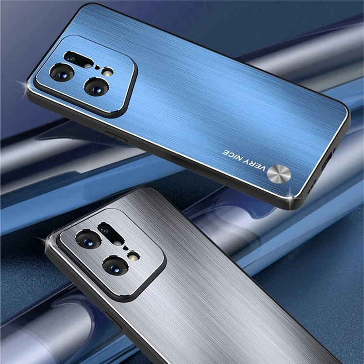 Étui de Téléphone Brossé Anti-doigté Pour Oppo Find X5 Pro 5G, Tpu + Aluminium Alliage Back Phone Shell Cover - Bleu
