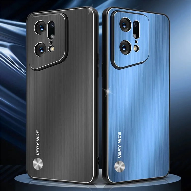 Étui de Téléphone Brossé Anti-doigté Pour Oppo Find X5 Pro 5G, Tpu + Aluminium Alliage Back Phone Shell Cover - Bleu
