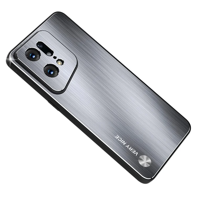 Anti-fingerprint Brushed Phone Case for Oppo Find X5 Pro 5G, TPU+Aluminium Alloy Back Phone Shell Cover - Silver