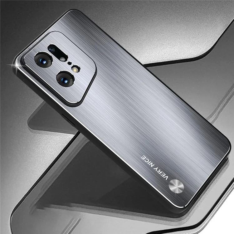 Anti-fingerprint Brushed Phone Case for Oppo Find X5 Pro 5G, TPU+Aluminium Alloy Back Phone Shell Cover - Silver