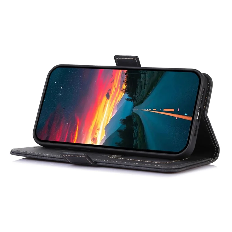 ABEEL Pour Xiaomi Poco F6 Pro 5G / Redmi K70 5G / K70 Pro 5G Étui Magnétique Latéral en Cuir Rétro - Noir