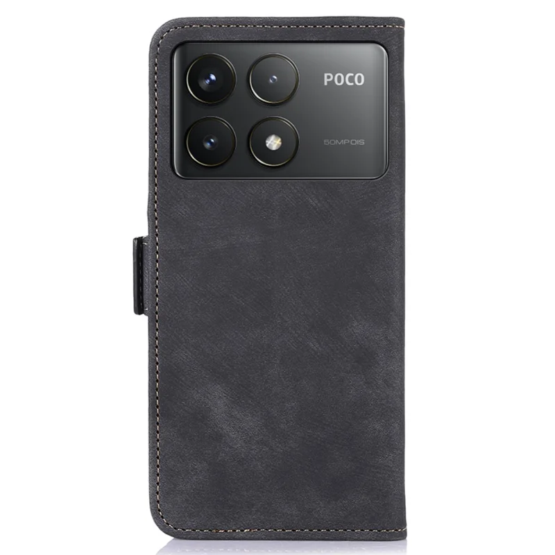 ABEEL Pour Xiaomi Poco F6 Pro 5G / Redmi K70 5G / K70 Pro 5G Étui Magnétique Latéral en Cuir Rétro - Noir