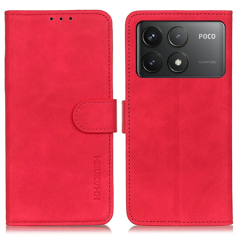 KHAZNEH For Xiaomi Poco F6 Pro 5G / Redmi K70 5G / K70 Pro 5G Case Retro Leather Stand Phone Cover - Red
