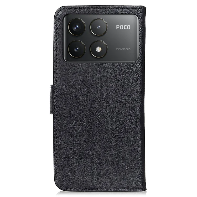 KHAZNEH For Xiaomi Poco F6 Pro 5G / Redmi K70 5G / K70 Pro 5G Case Wallet Cowhide Texture Leather Phone Cover - Black