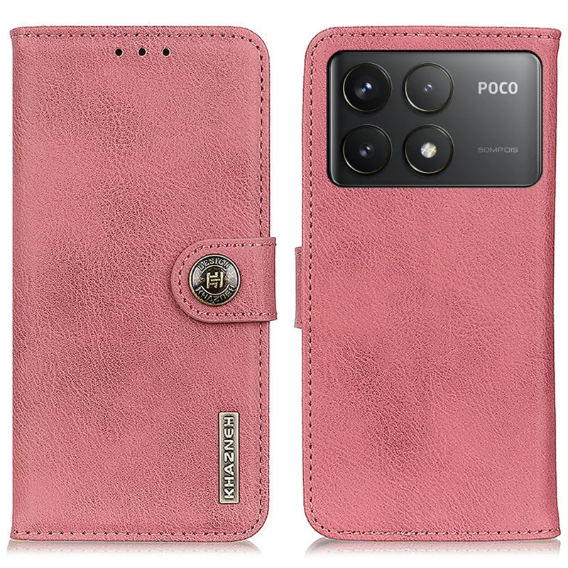KHAZNEH para Xiaomi Poco F6 Pro 5G / Redmi K70 5G / K70 Pro 5G Funda Billetera Textura de Cuero de Vaca - Rosa
