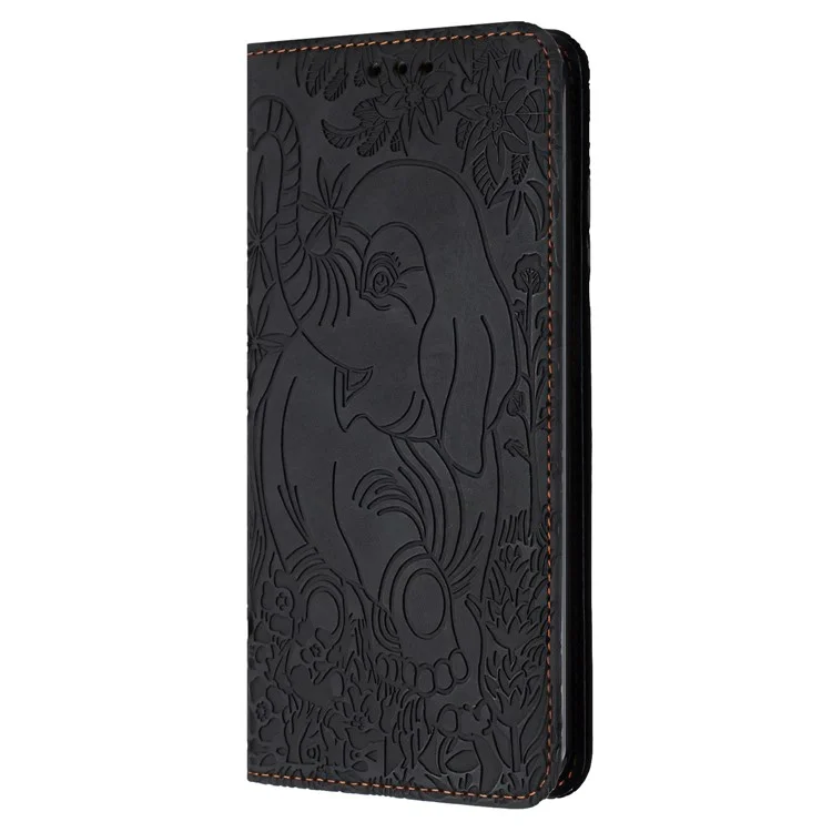 For Samsung Galaxy S23 Ultra Case Elephant Pattern Wallet PU Leather Book Style Phone Cover - Black