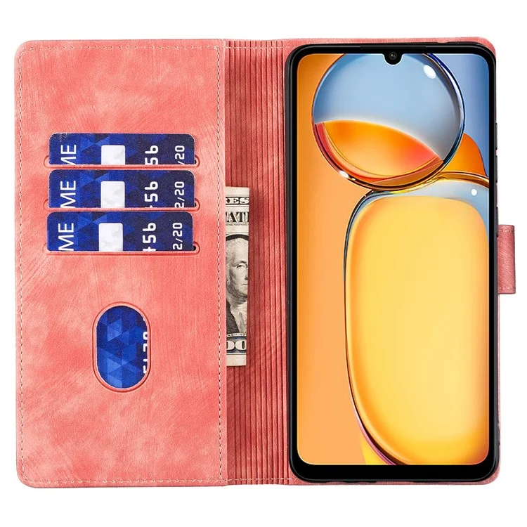Pour Xiaomi Redmi 13C 4G / 5G / 13R 5G / Poco M6 5G / Poco C65 4G Étui Mignon Motif Chat Imprimer Portefeuille Étui Téléphone en Cuir PU - Rose
