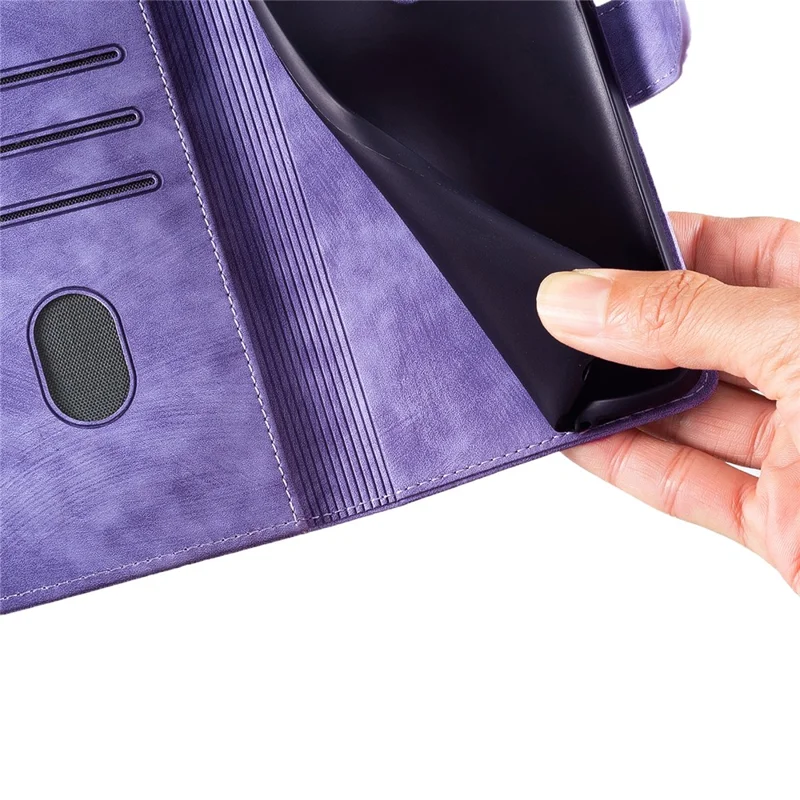 For Samsung Galaxy A14 5G / 4G Case Cat Heart Pattern PU Leather Flip Phone Cover - Purple