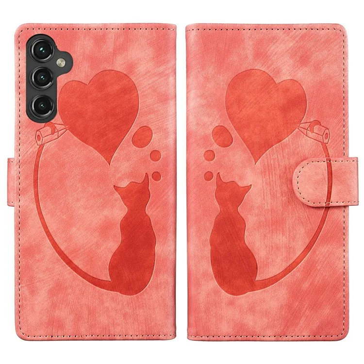 Per Samsung Galaxy A35 5G Custodia Telefono Carino Gatto Stampa Anti-Graffio Portafoglio PU Pelle Flip Cover - Rosa