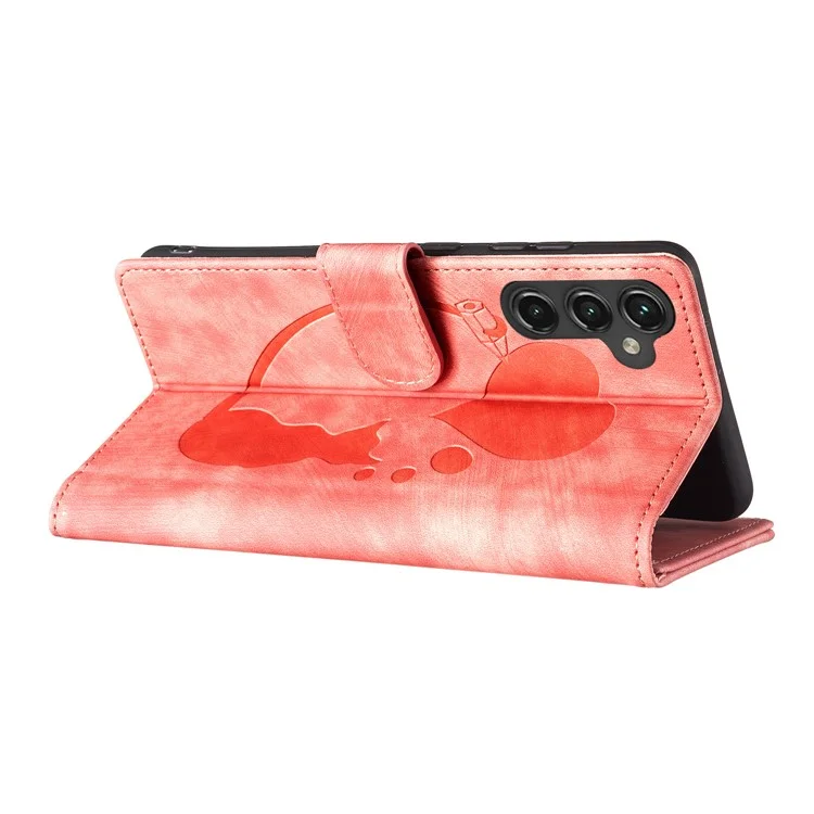 Per Samsung Galaxy A35 5G Custodia Telefono Carino Gatto Stampa Anti-Graffio Portafoglio PU Pelle Flip Cover - Rosa