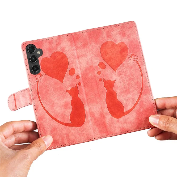 Per Samsung Galaxy A35 5G Custodia Telefono Carino Gatto Stampa Anti-Graffio Portafoglio PU Pelle Flip Cover - Rosa