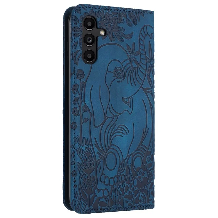 For Samsung Galaxy A05s 4G Case Elephant Pattern PU Leather Wallet Phone Cover - Blue